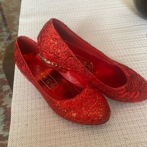 USED  Ruby red flats, 8.5 inches length